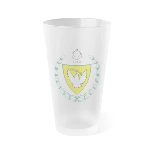 Coat of arms of the Turkish Republic of Northern Cyprus - Frosted Pint Glass 16oz 16oz Frosted - Go Mug Yourself
