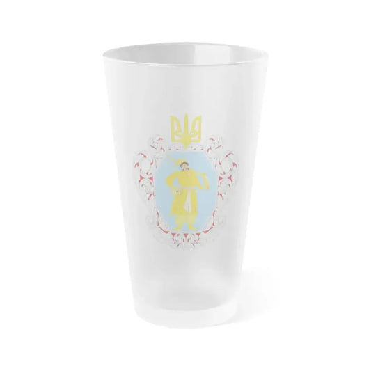 Coat of Arms of the Ukrainian State - Frosted Pint Glass 16oz Default Title - Go Mug Yourself