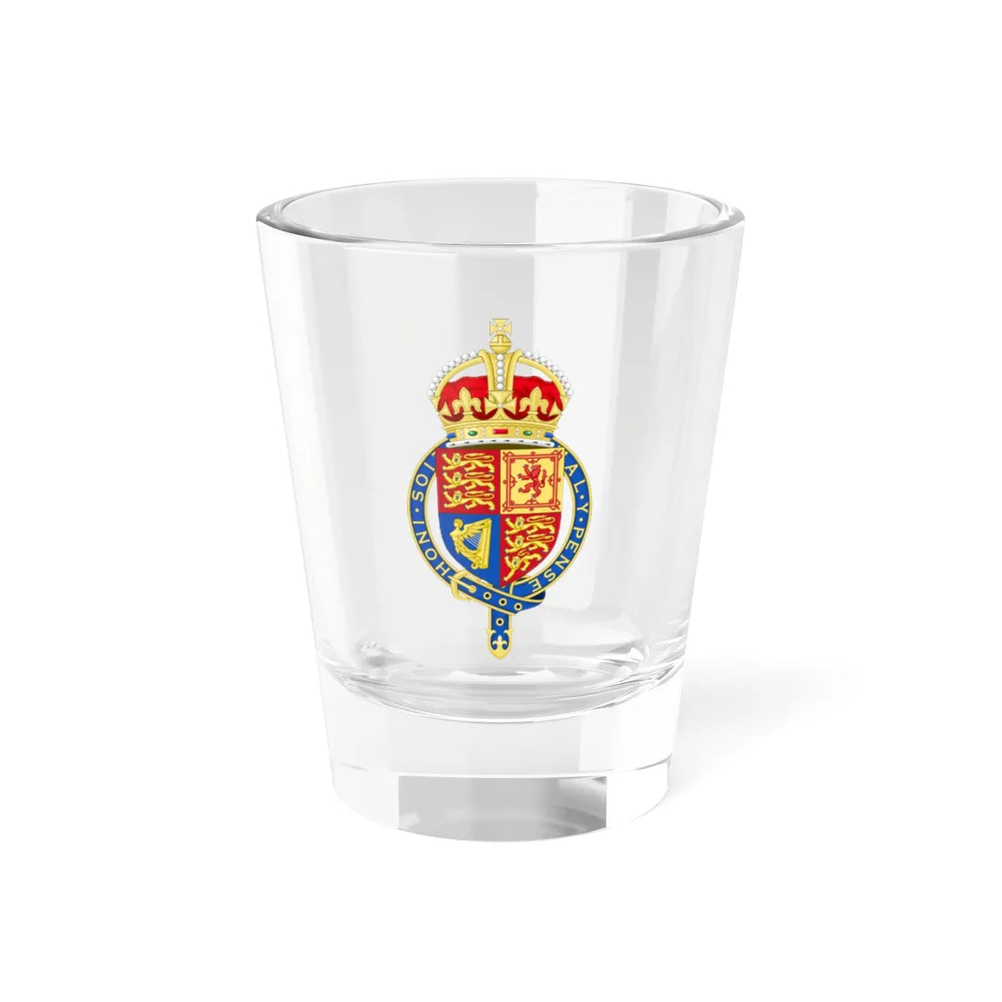 Coat of arms of the United Kingdom 1901-1952 abridged arms variant 1 (United Kingdom) (Coat of Arms) Shot Glass 1.5oz 1.5oz - Go Mug Yourself