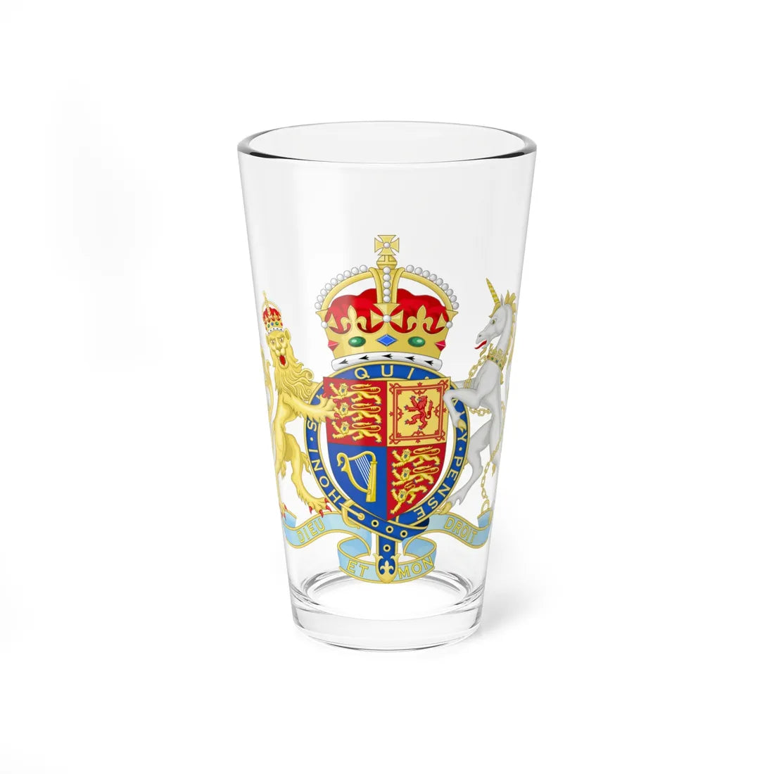 Coat of arms of the United Kingdom 2024 lesser arms (United Kingdom) (Coat of Arms) Pint Glass 16oz 16oz - Go Mug Yourself