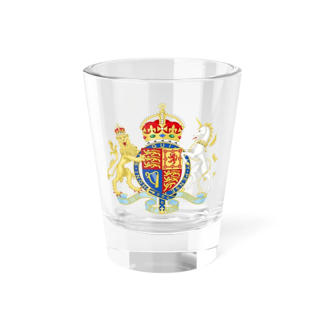 Coat of arms of the United Kingdom 2024 lesser arms (United Kingdom) (Coat of Arms) Shot Glass 1.5oz 1.5oz - Go Mug Yourself