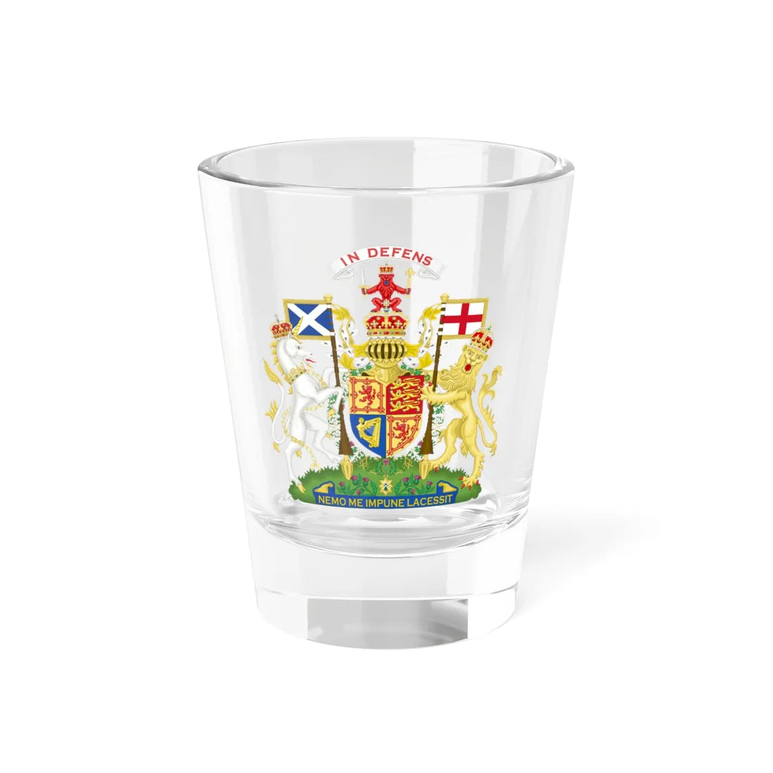 Coat of arms of the United Kingdom in Scotland 1901-1952 variant 2 (United Kingdom) (Coat of Arms) Shot Glass 1.5oz 1.5oz - Go Mug Yourself