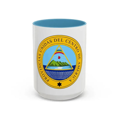 Coat of arms of the United Provinces of Central America - Accent Coffee Mug 15oz Light Blue - Go Mug Yourself