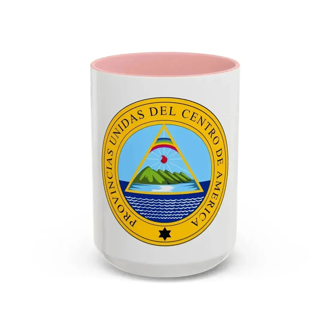 Coat of arms of the United Provinces of Central America - Accent Coffee Mug 15oz Pink - Go Mug Yourself