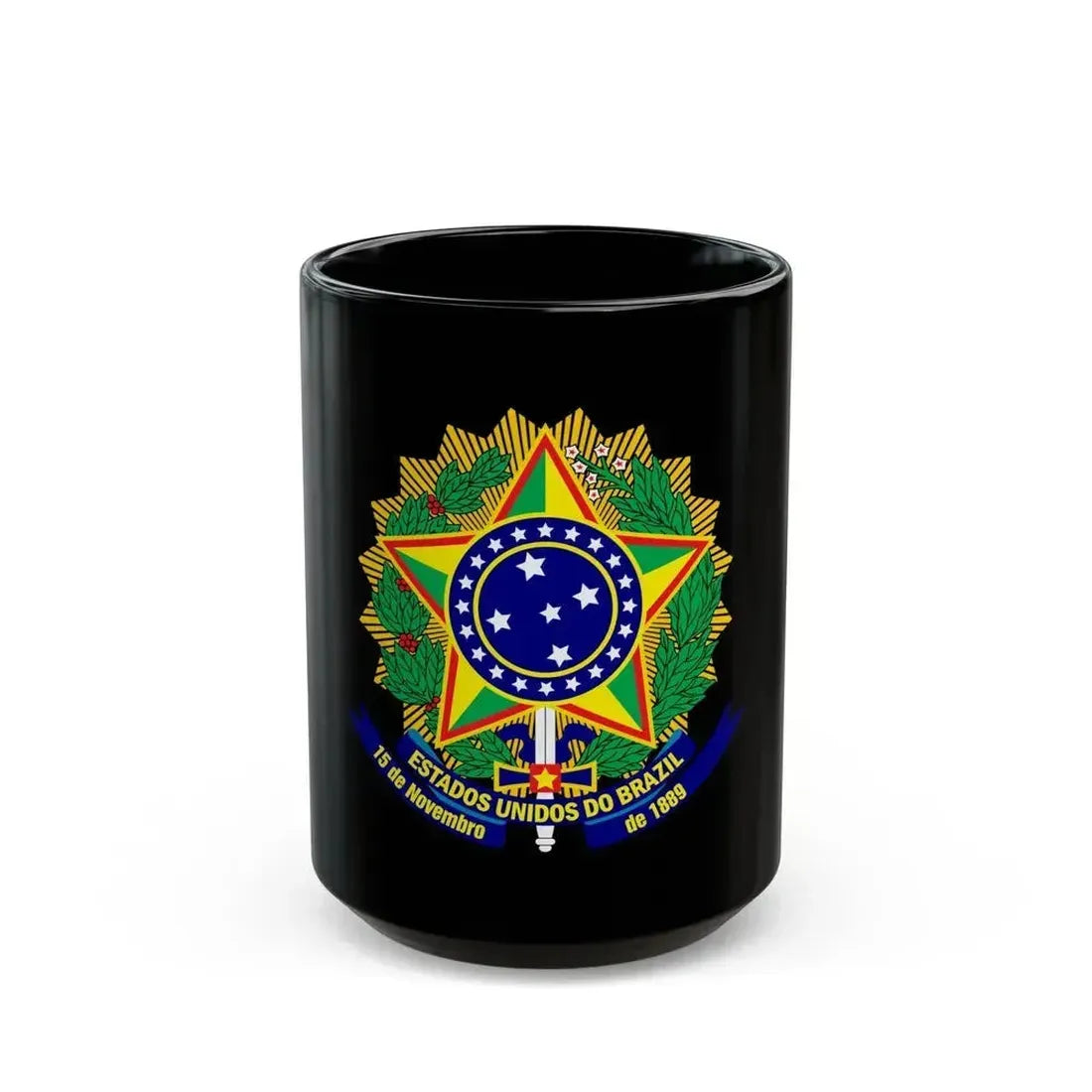 Coat of arms of the United States of Brazil - Black Coffee Mug 15oz - Go Mug Yourself