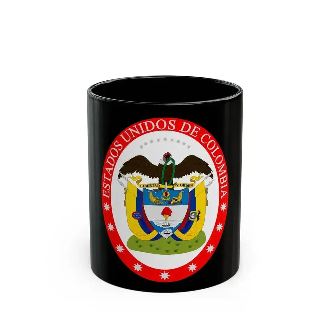 Coat of arms of the United States of Colombia - Black Coffee Mug 11oz - Go Mug Yourself