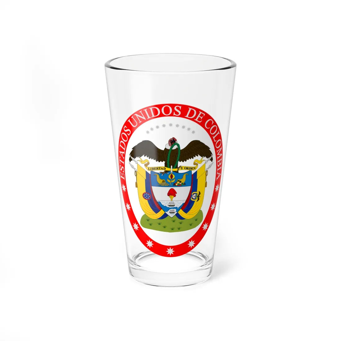 Coat of arms of the United States of Colombia (Colombia) (Coat of Arms) Pint Glass 16oz 16oz - Go Mug Yourself
