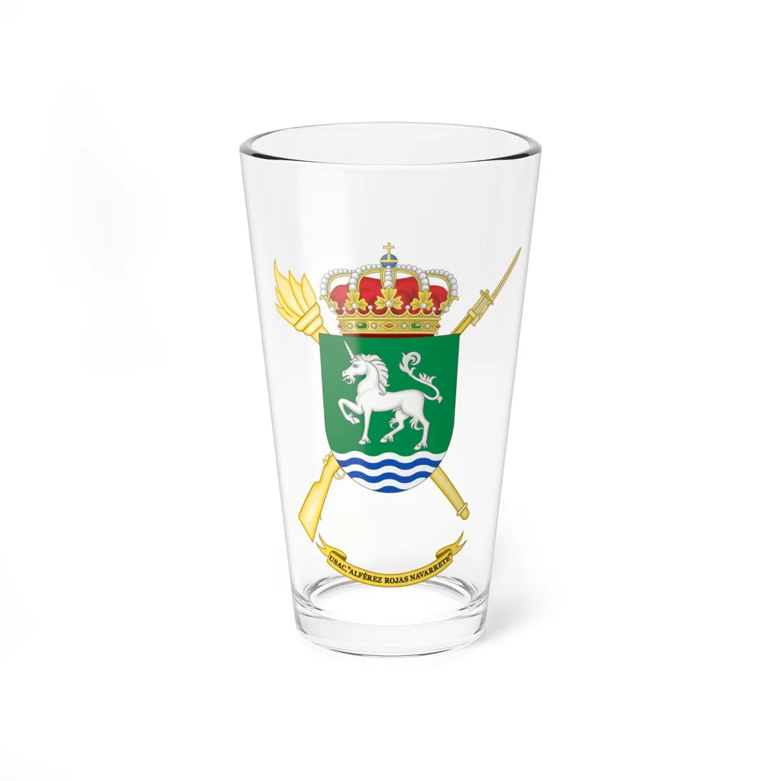 Coat of Arms of the USAC Alférez Rojas Navarrete (Spain) (Coat of Arms) Pint Glass 16oz 16oz - Go Mug Yourself