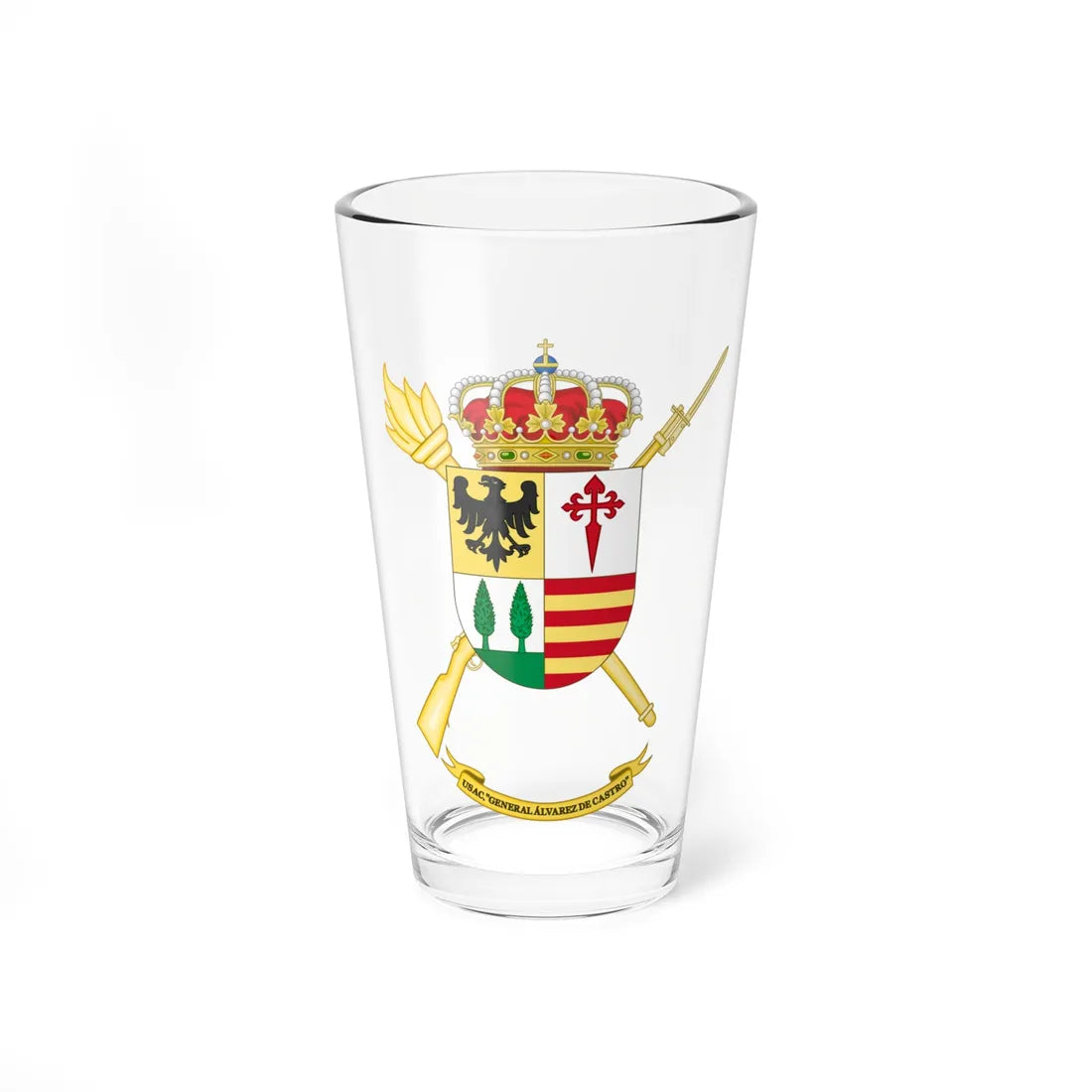 Coat of Arms of the USAC General Álvarez de Castro (Spain) (Coat of Arms) Pint Glass 16oz 16oz - Go Mug Yourself