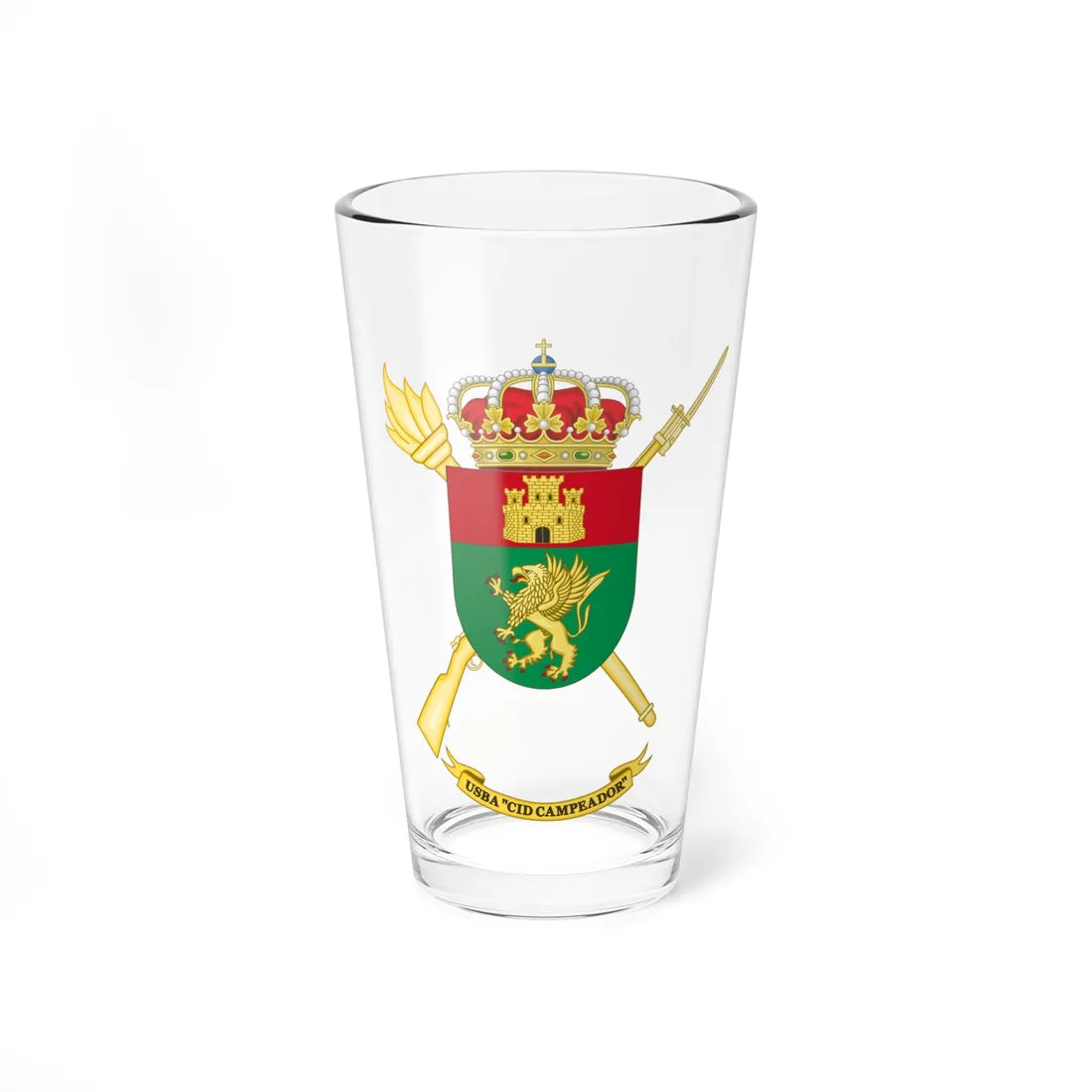 Coat of Arms of the USBA Cid Campeador (Spain) (Coat of Arms) Pint Glass 16oz 16oz - Go Mug Yourself