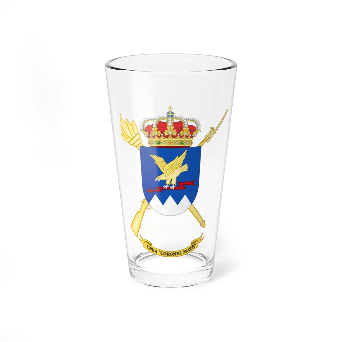 Coat of Arms of the USBA Coronel Maté (Spain) (Coat of Arms) Pint Glass 16oz 16oz - Go Mug Yourself