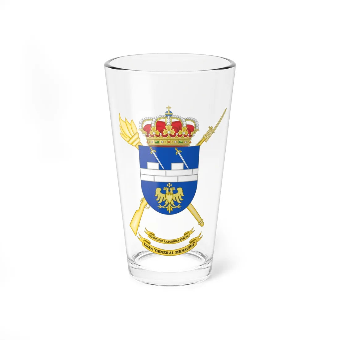 Coat of Arms of the USBA General Menacho (Spain) (Coat of Arms) Pint Glass 16oz - Go Mug Yourself
