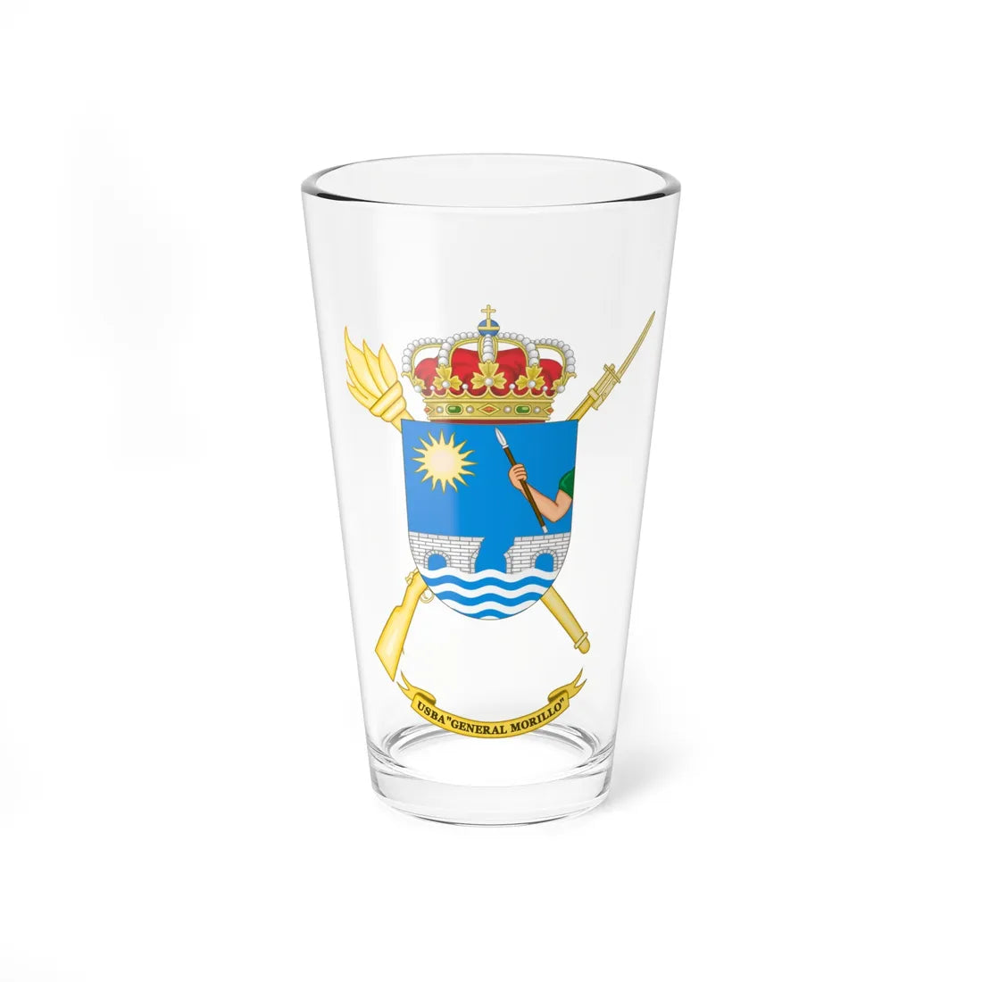 Coat of Arms of the USBA General Morillo (Spain) (Coat of Arms) Pint Glass 16oz 16oz - Go Mug Yourself