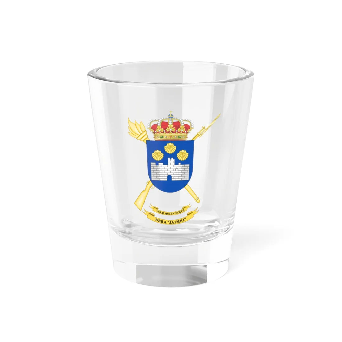 Coat of Arms of the USBA Jaime I (Spain) (Coat of Arms) Shot Glass 1.5oz 1.5oz - Go Mug Yourself