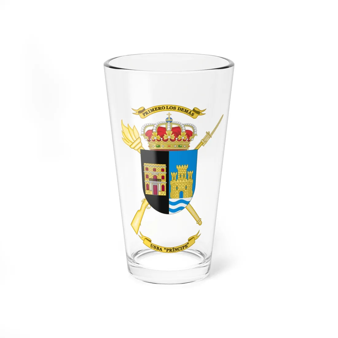 Coat of Arms of the USBA Príncipe (Spain) (Coat of Arms) Pint Glass 16oz 16oz - Go Mug Yourself