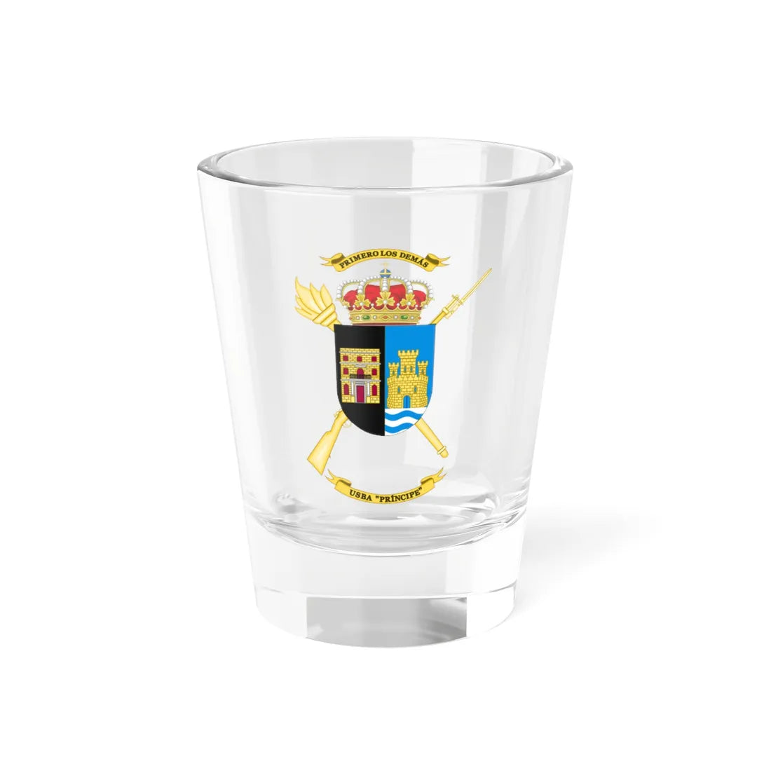 Coat of Arms of the USBA Príncipe (Spain) (Coat of Arms) Shot Glass 1.5oz 1.5oz - Go Mug Yourself