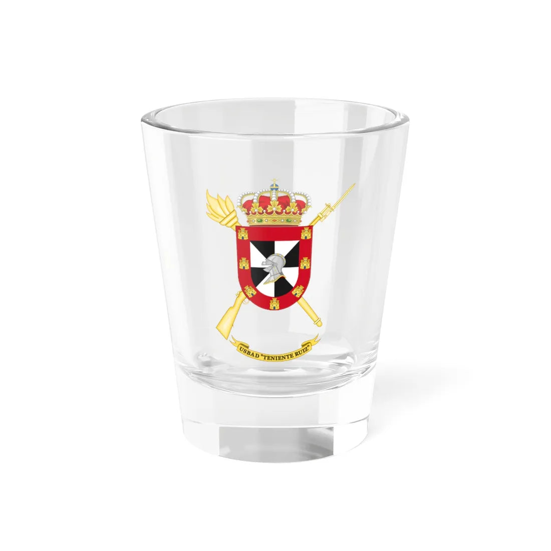 Coat of Arms of the USBAD Ceuta (Spain) (Coat of Arms) Shot Glass 1.5oz 1.5oz - Go Mug Yourself