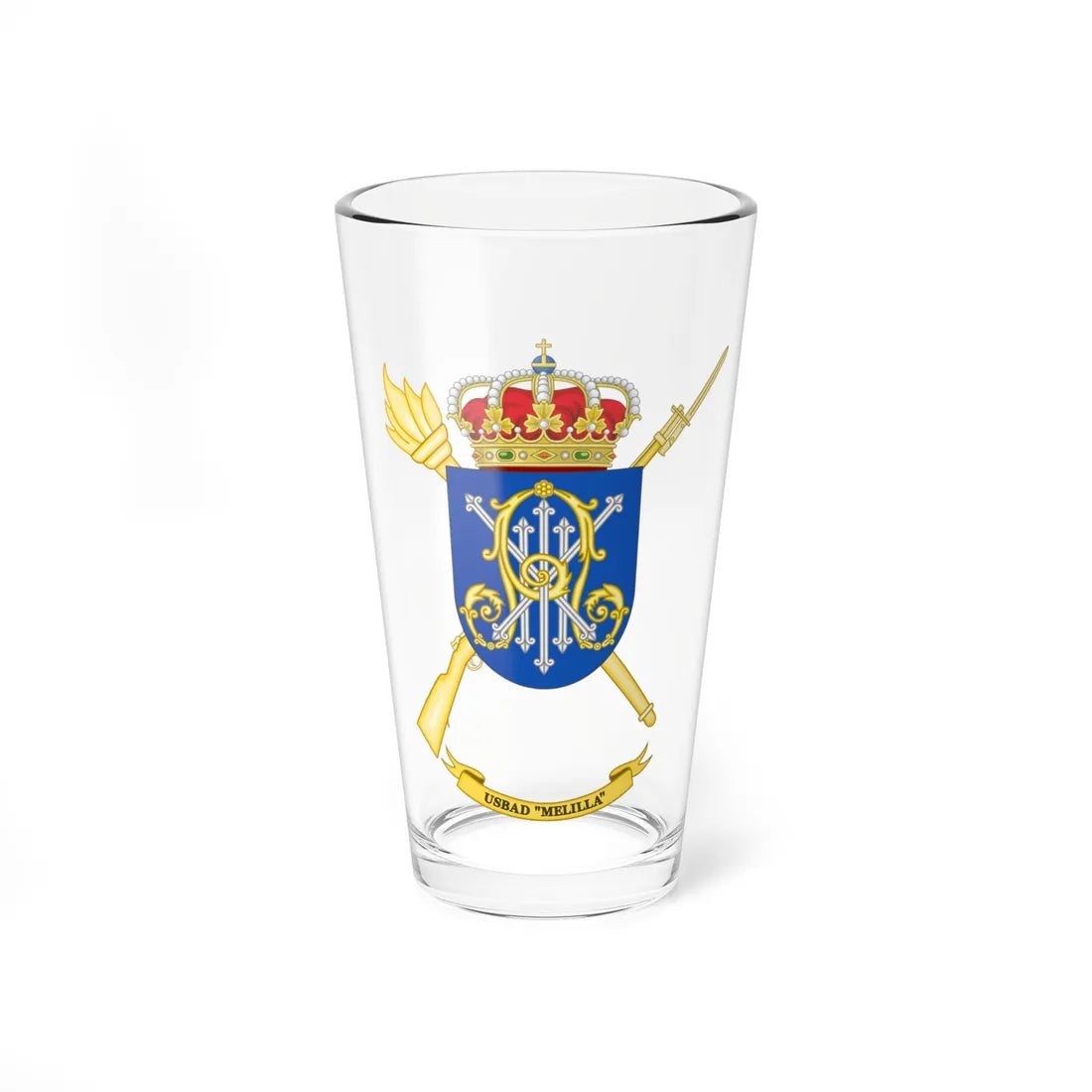 Coat of Arms of the USBAD Melilla (Spain) (Coat of Arms) Pint Glass 16oz 16oz - Go Mug Yourself
