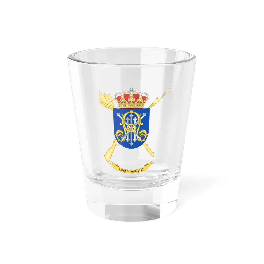 Coat of Arms of the USBAD Melilla (Spain) (Coat of Arms) Shot Glass 1.5oz 1.5oz - Go Mug Yourself