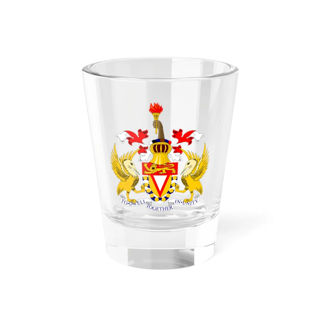 Coat of arms of the West Indies Federation (Trinidad and Tobago) (Coat of Arms) Shot Glass 1.5oz 1.5oz - Go Mug Yourself