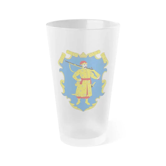 Coat of arms of the Zaporozhian Host - Frosted Pint Glass 16oz Default Title - Go Mug Yourself