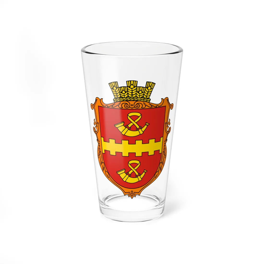Coat of Arms of Torhanovychi (Ukraine) (Coat of Arms) Pint Glass 16oz 16oz - Go Mug Yourself