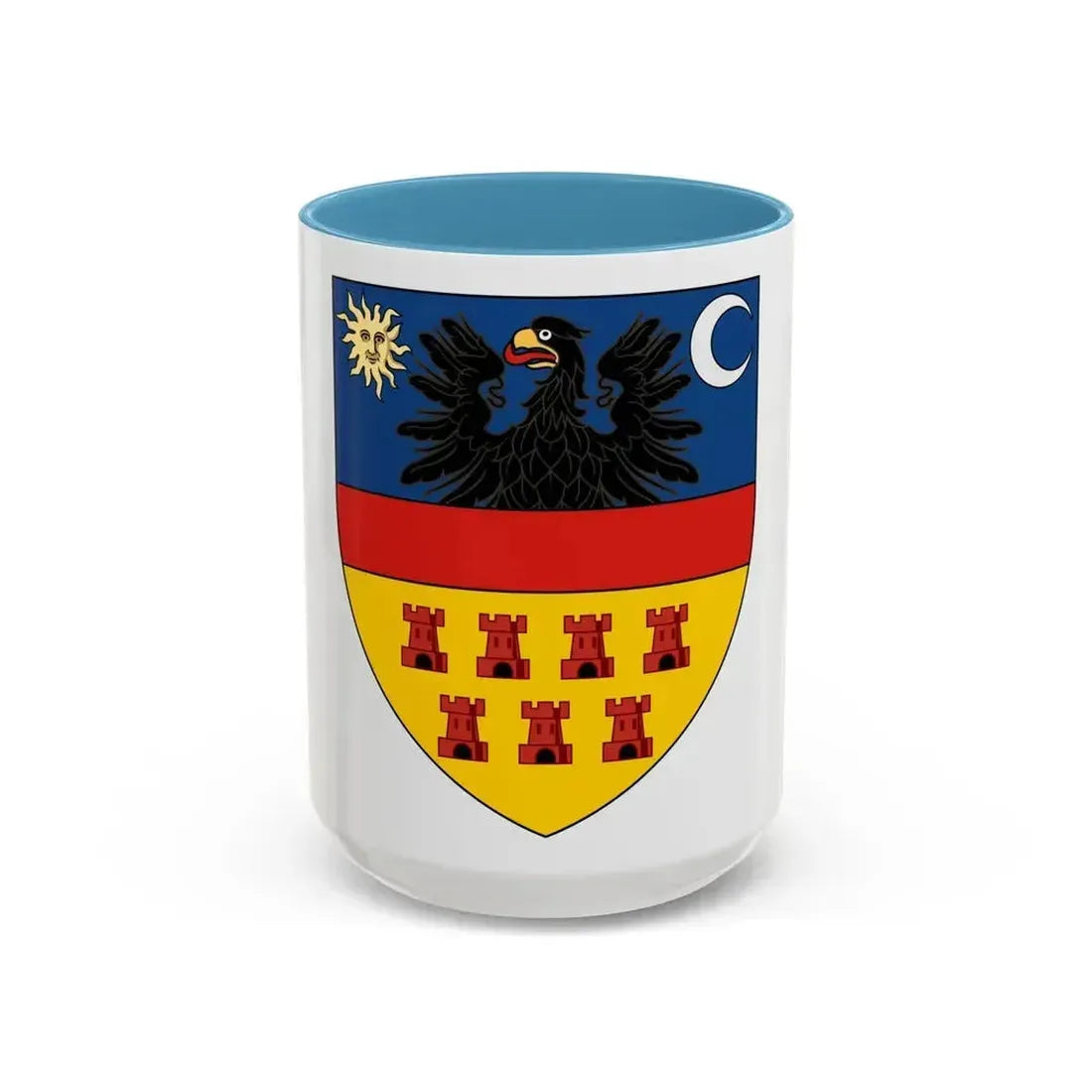 Coat of arms of Transylvania - Accent Coffee Mug 15oz Light Blue - Go Mug Yourself