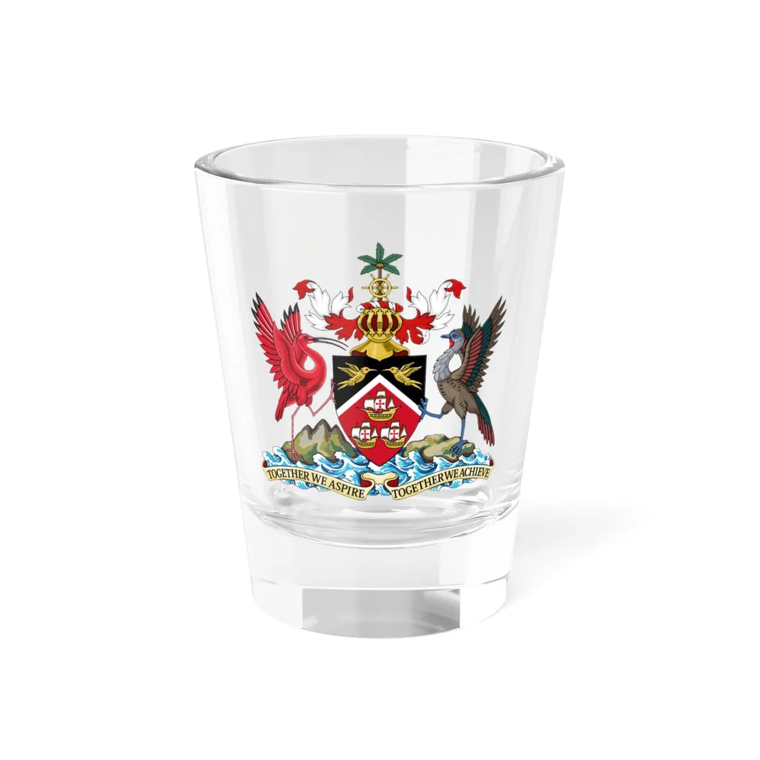 Coat of arms of Trinidad and Tobago 1962-2025 (Trinidad and Tobago) (Coat of Arms) Shot Glass 1.5oz 1.5oz - Go Mug Yourself