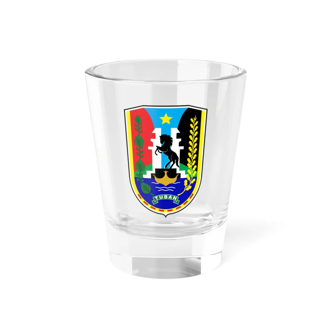 Coat of arms of Tuban Regency (Indonesia) (Coat of Arms) Shot Glass 1.5oz 1.5oz - Go Mug Yourself