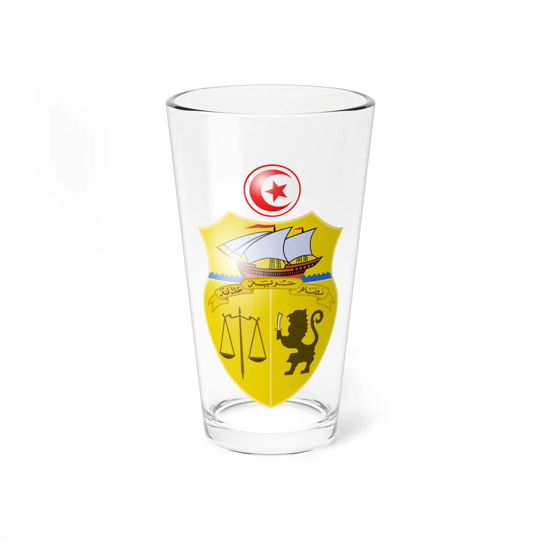 Coat of arms of Tunisia 3d (Tunisia) (Coat of Arms) Pint Glass 16oz 16oz - Go Mug Yourself