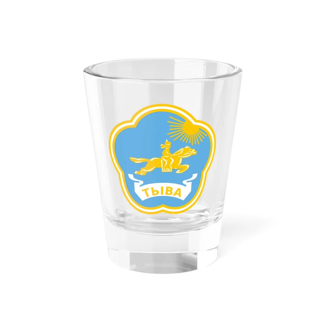 Coat of arms of Tuva (Russia) (Coat of Arms) Shot Glass 1.5oz 1.5oz - Go Mug Yourself