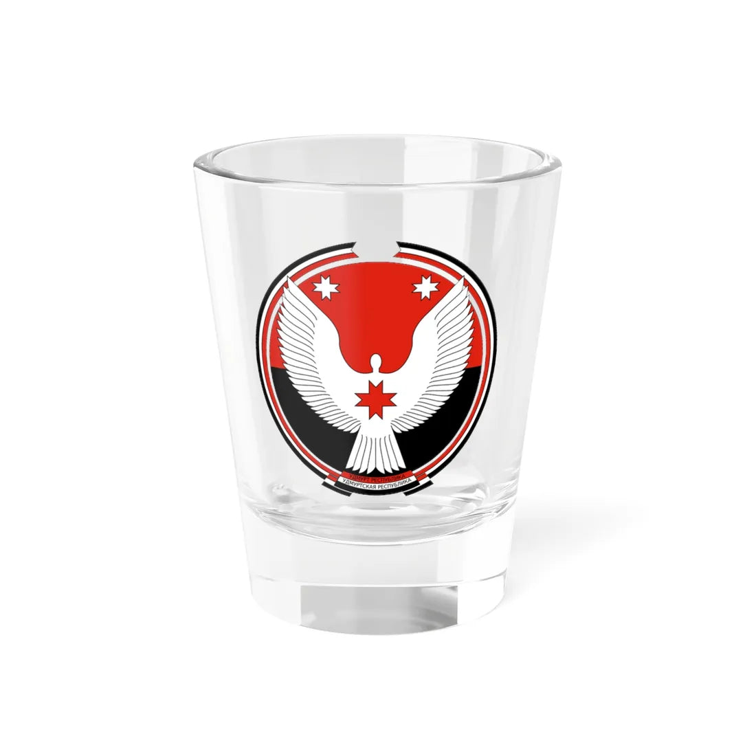 Coat of arms of Udmurtia (Russia) (Coat of Arms) Shot Glass 1.5oz 1.5oz - Go Mug Yourself