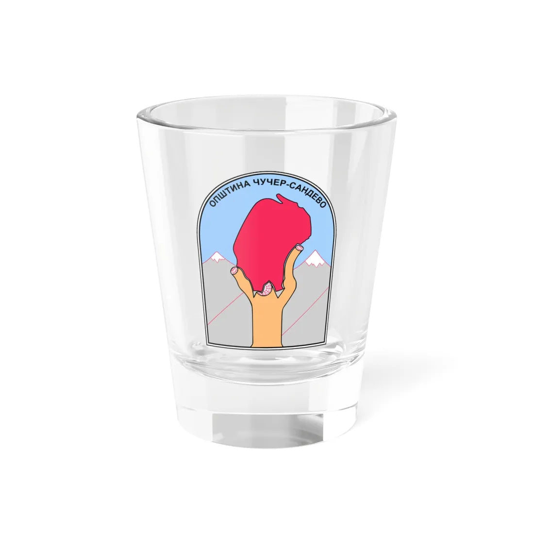 Coat of arms of Čučer Sandevo Municipality (North Macedonia) (Coat of Arms) Shot Glass 1.5oz 1.5oz - Go Mug Yourself