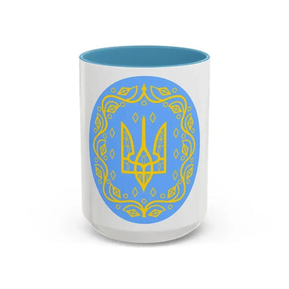 Coat of arms of Ukrainian People's Republic 2 - Accent Coffee Mug 15oz Light Blue - Go Mug Yourself