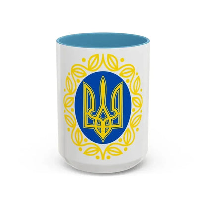 Coat of arms of Ukrainian People's Republic - Accent Coffee Mug 15oz Light Blue - Go Mug Yourself