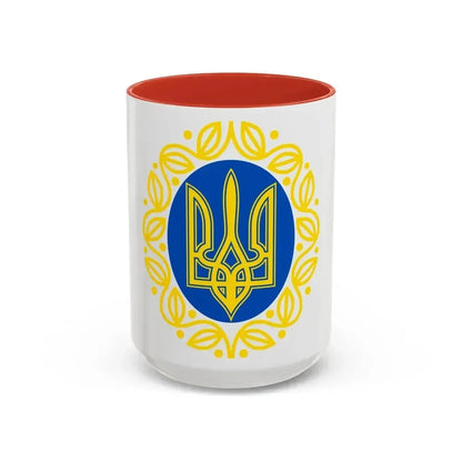 Coat of arms of Ukrainian People's Republic - Accent Coffee Mug 15oz Red - Go Mug Yourself