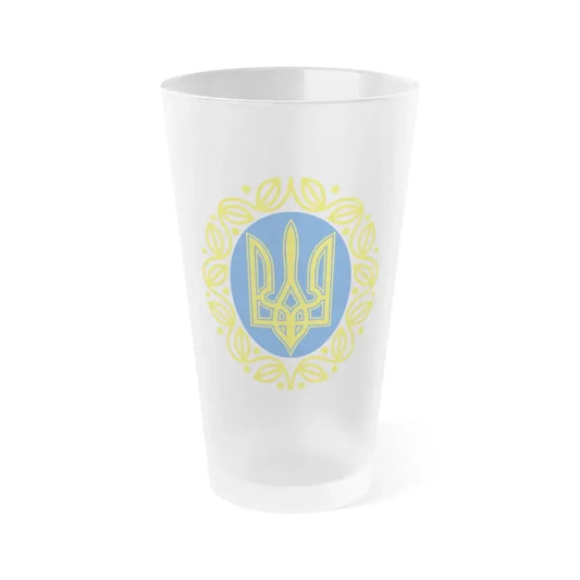 Coat of arms of Ukrainian People's Republic - Frosted Pint Glass 16oz 16oz Frosted - Go Mug Yourself