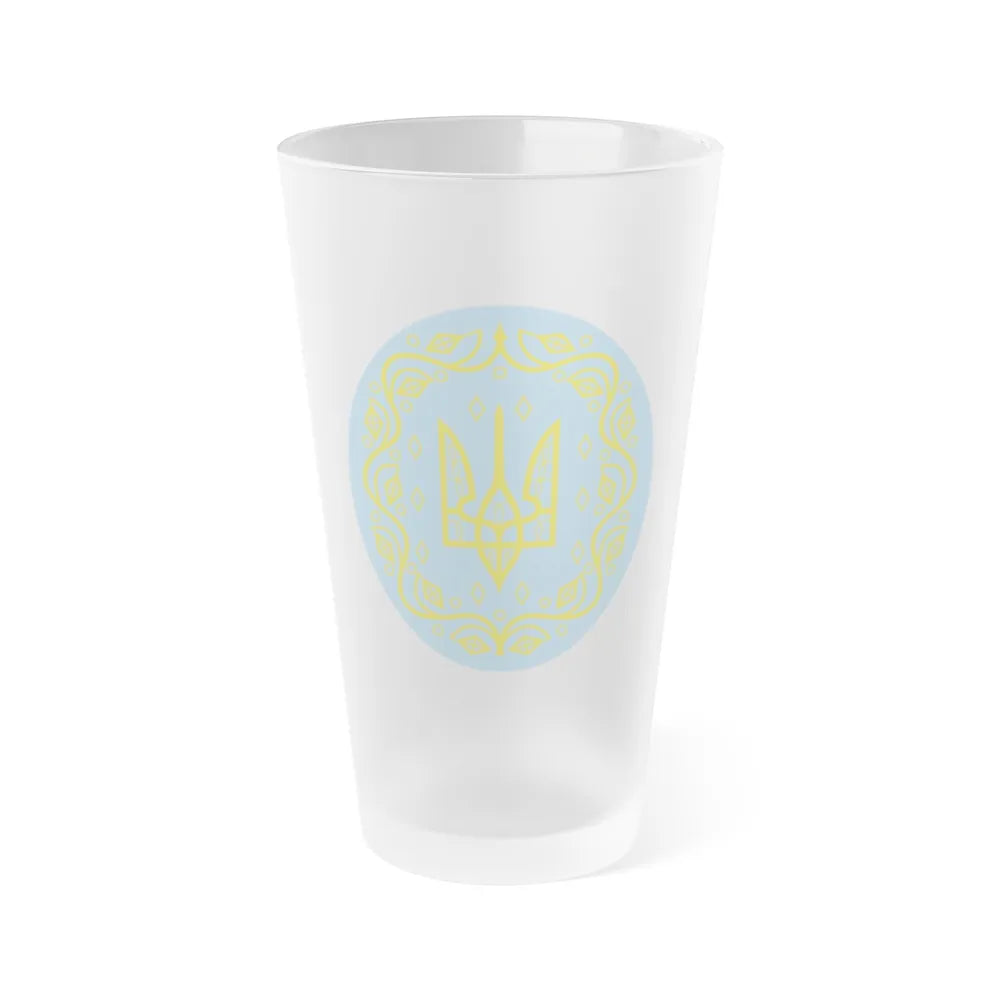 Coat of arms of Ukrainian People's Republic 2 - Frosted Pint Glass 16oz-16oz-Frosted-Go Mug Yourself