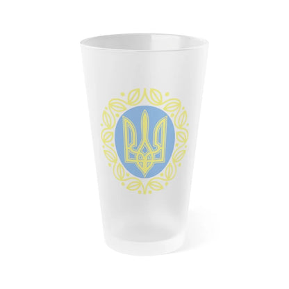 Coat of arms of Ukrainian People's Republic - Frosted Pint Glass 16oz-16oz-Frosted-Go Mug Yourself