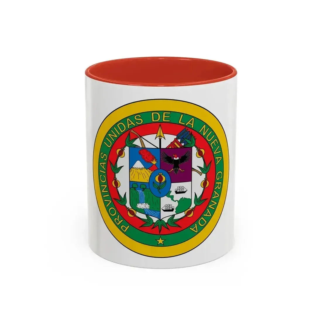 Coat of arms of United Provinces of New Granada 2 - Accent Coffee Mug 11oz Red - Go Mug Yourself