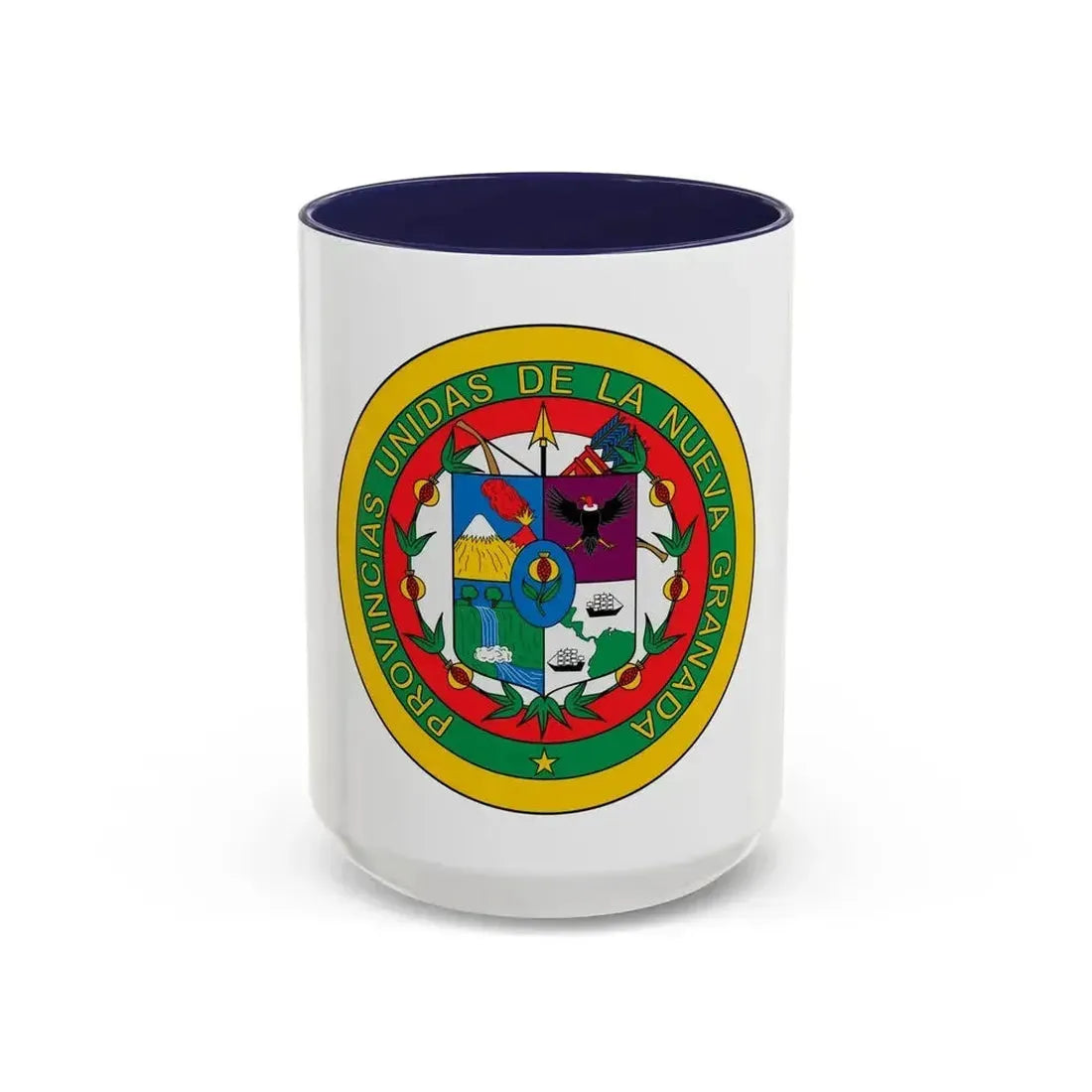 Coat of arms of United Provinces of New Granada 2 - Accent Coffee Mug 15oz Navy - Go Mug Yourself