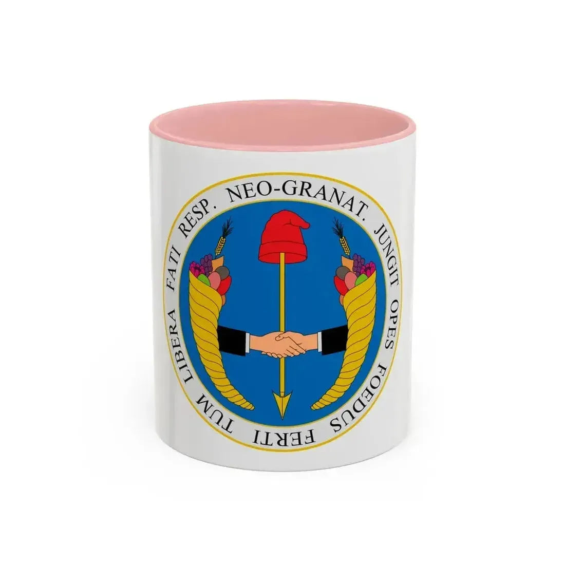 Coat of arms of United Provinces of New Granada - Accent Coffee Mug 11oz Pink - Go Mug Yourself