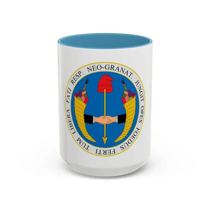 Coat of arms of United Provinces of New Granada - Accent Coffee Mug 15oz Light Blue - Go Mug Yourself