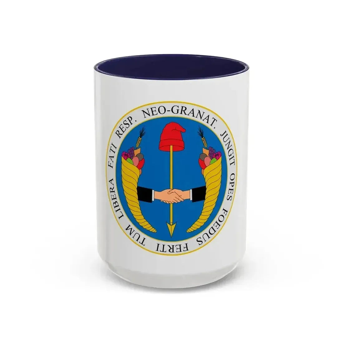 Coat of arms of United Provinces of New Granada - Accent Coffee Mug 15oz Navy - Go Mug Yourself