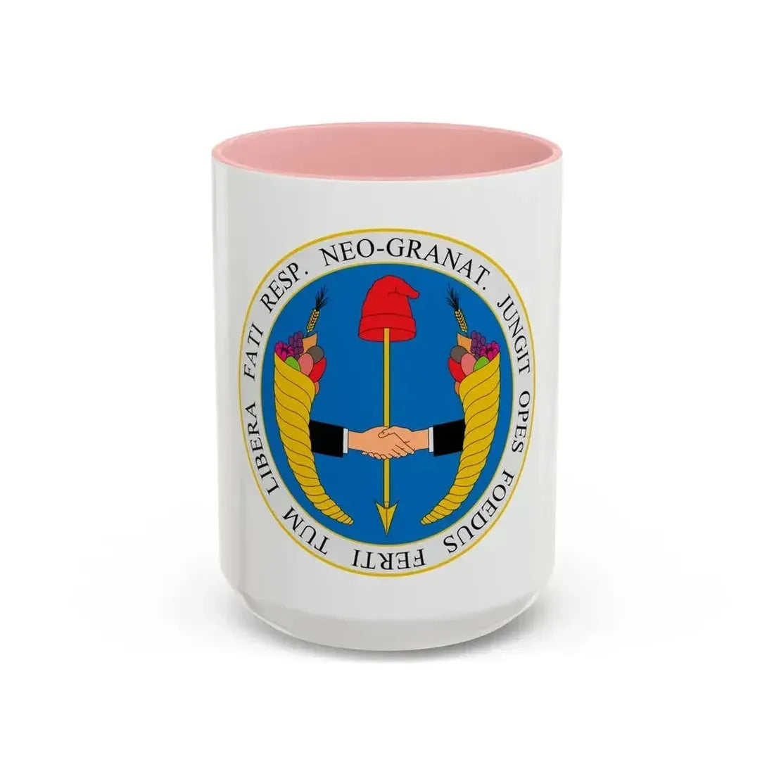 Coat of arms of United Provinces of New Granada - Accent Coffee Mug 15oz Pink - Go Mug Yourself