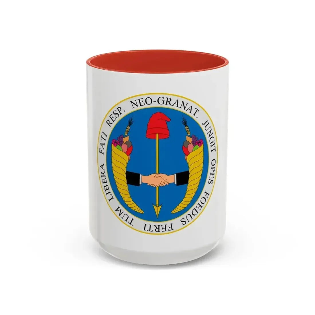 Coat of arms of United Provinces of New Granada - Accent Coffee Mug 15oz Red - Go Mug Yourself