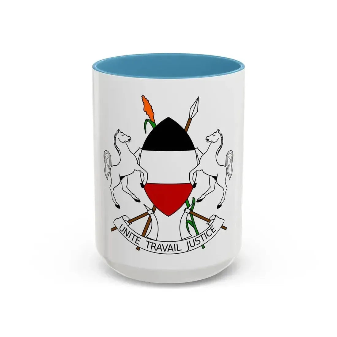 Coat of arms of Upper Volta (1967-1984) - Accent Coffee Mug 15oz Light Blue - Go Mug Yourself