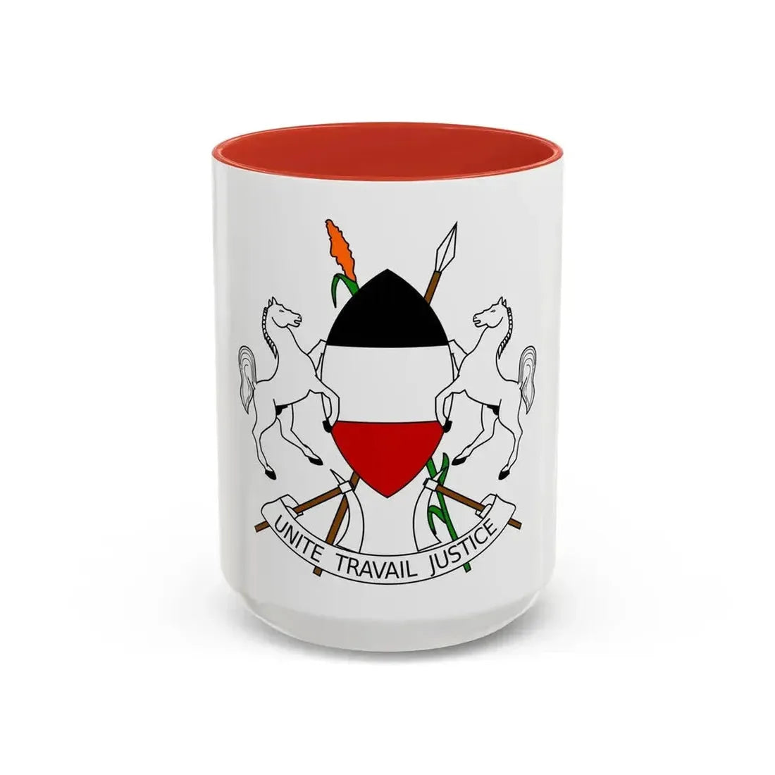 Coat of arms of Upper Volta (1967-1984) - Accent Coffee Mug 15oz Red - Go Mug Yourself