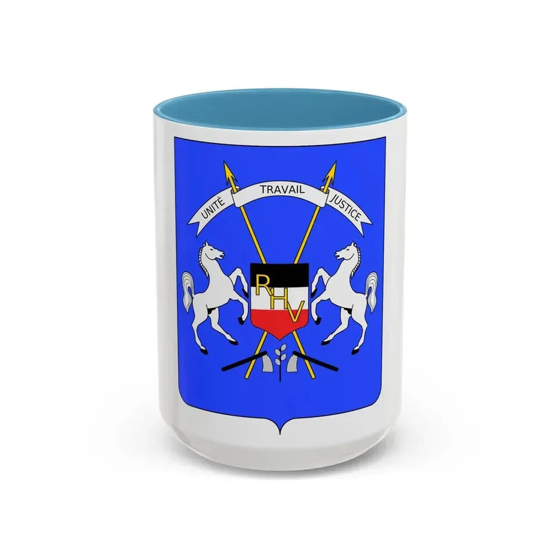 Coat of arms of Upper Volta - Accent Coffee Mug 15oz Light Blue - Go Mug Yourself