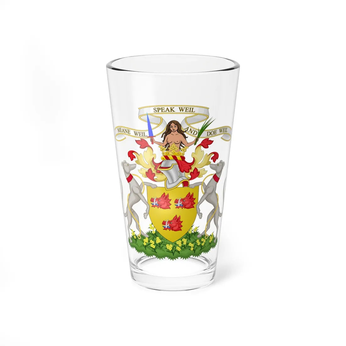 Coat of arms of Urquhart of Urquhart (Scotland) (Coat of Arms) Pint Glass 16oz 16oz - Go Mug Yourself